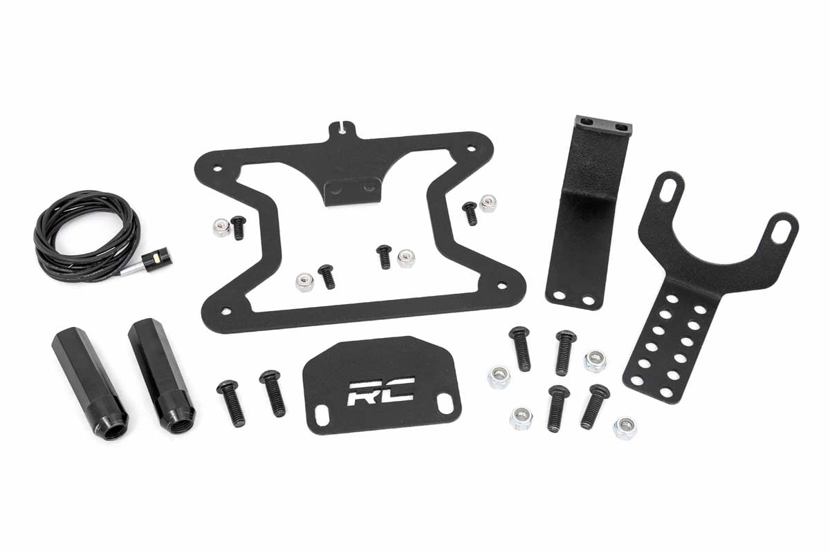 Jeep Wrangler License Plate Relocation Bracket - Rough Country - Adjustable - Black - '07-'10